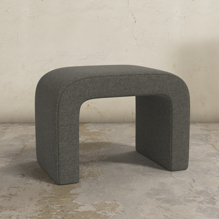 Luxe Plush Footstool with Tufted Design