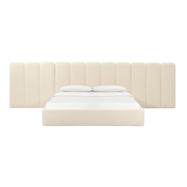 Alpani Cream Velvet Bed With Wings - King