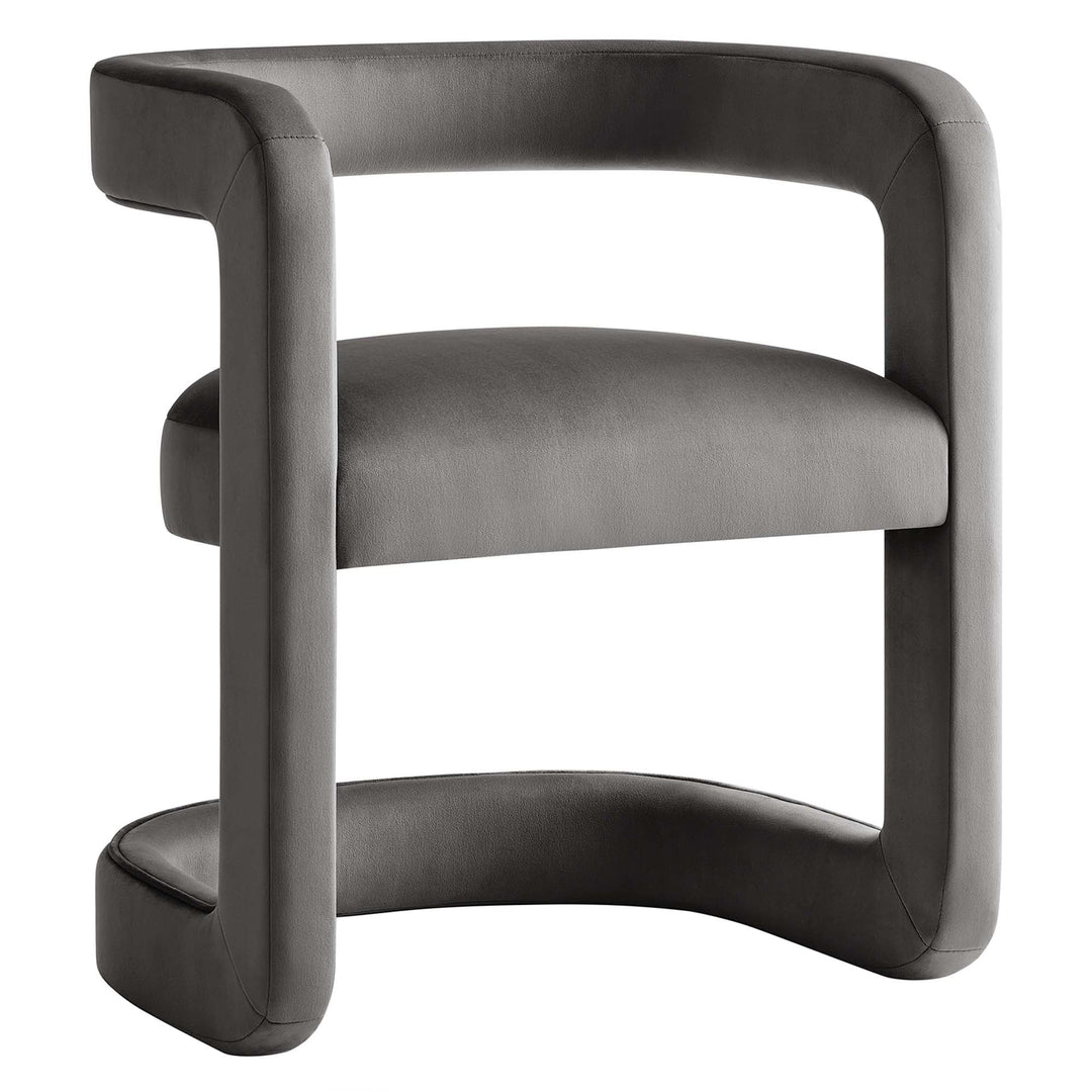 Wendal Barrel Performance Velvet Dining Chair - Storm Gray