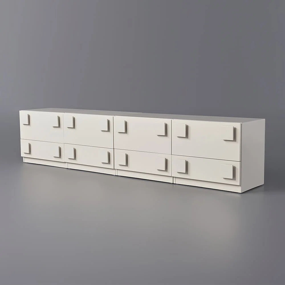 Hokku Designs Modern White Wood TV Stand With 4 Drawer Convert To Tall Media Cabinet For 80" Tvs