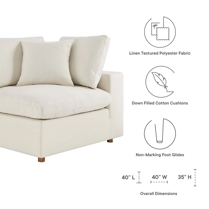 Commix 4 Piece Down Filled Overstuffed Sectional Sofa Set in Light Beige