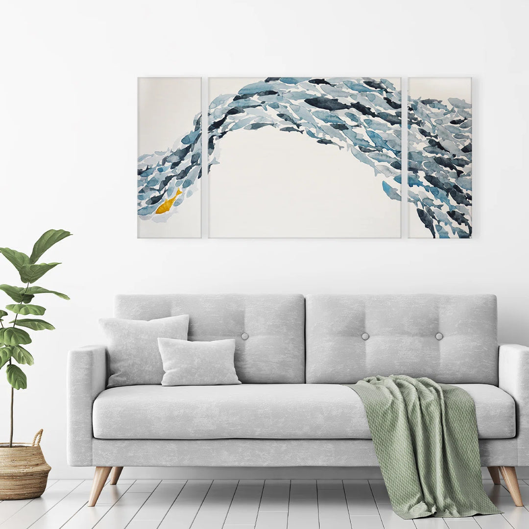 Goldfish 3 Piece Wrapped Canvas Set of 3 No Frame-60"x30"
