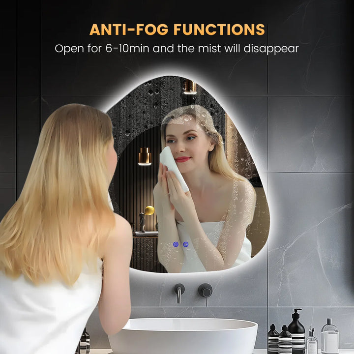 Dibbrun Frameless Lighted Bathroom Mirror Anti-Fog LED Wall Mirror