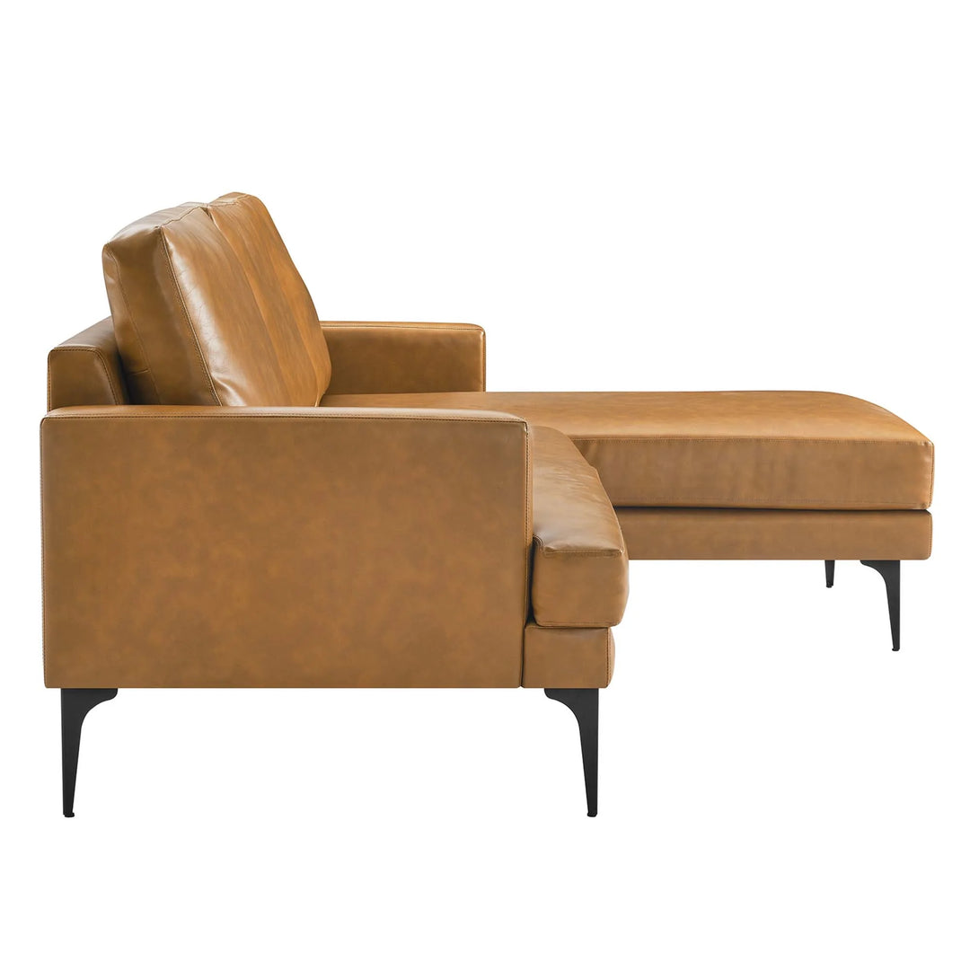 Everleigh Right-Facing Vegan Leather Sectional Sofa in Tan