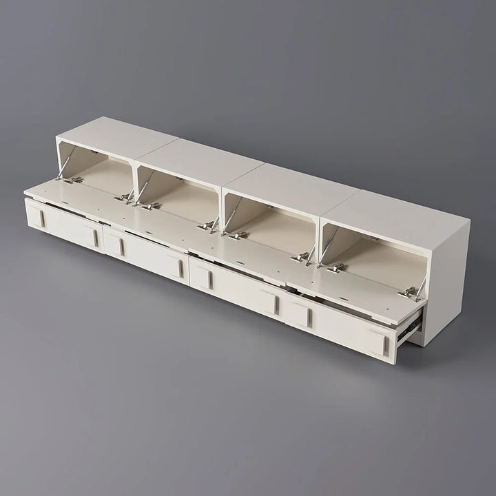 Hokku Designs Modern White Wood TV Stand With 4 Drawer Convert To Tall Media Cabinet For 80" Tvs