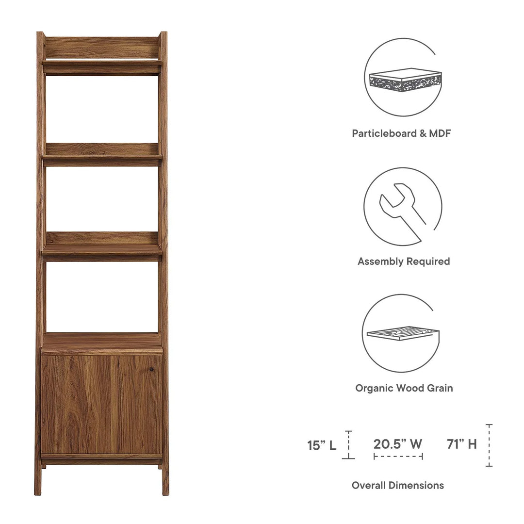 Breni Wood Bookcase in Walnut