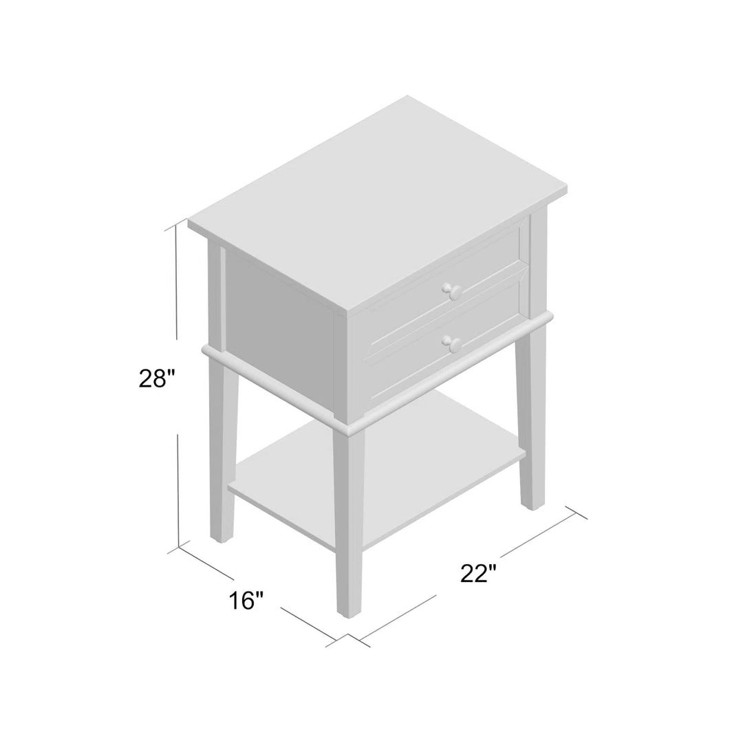 Marydel 2 Drawer Mid Century Modern Nightstand Bed Side Table Wood Nightstand Small Dresser For Bedroom