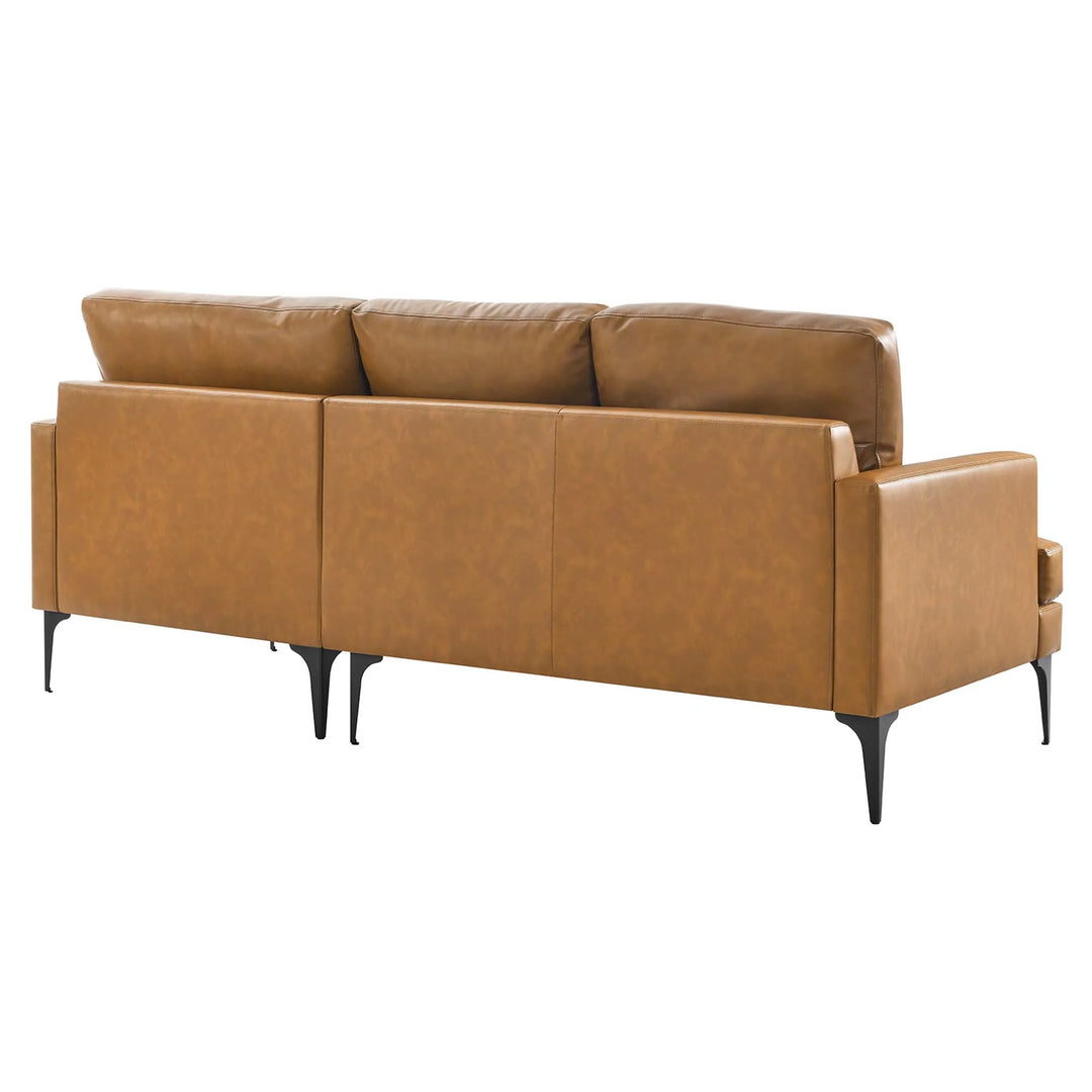 Everleigh Right-Facing Vegan Leather Sectional Sofa in Tan