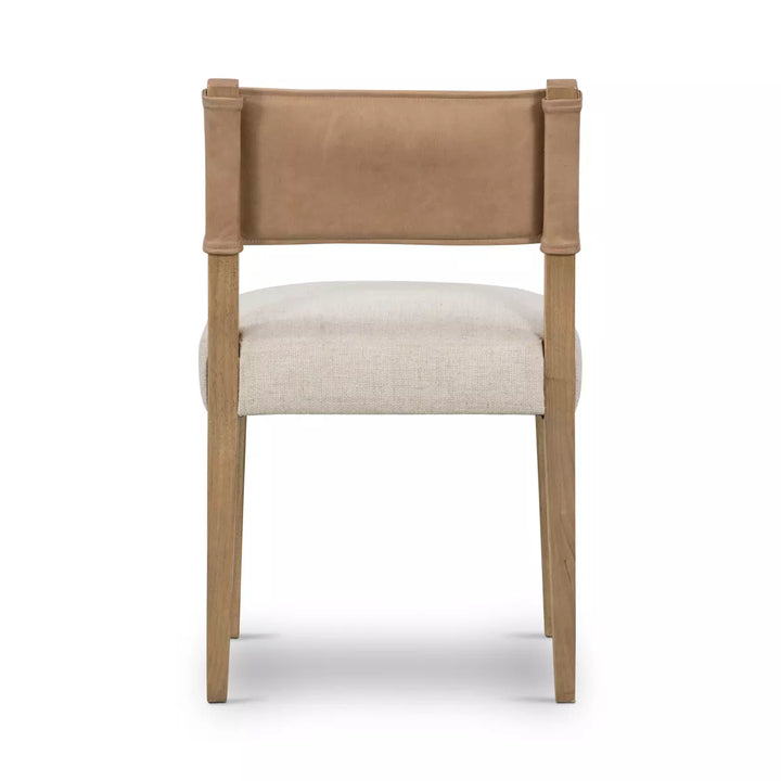 Ely Rustic Lodge Cream Performance Beige Wood Dining Side Chair