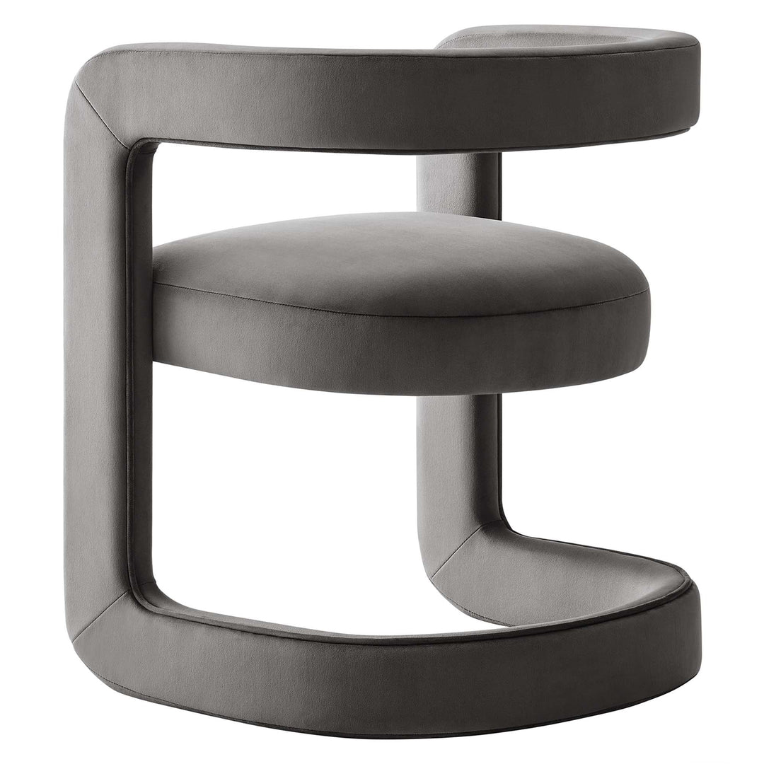 Wendal Barrel Performance Velvet Dining Chair - Storm Gray