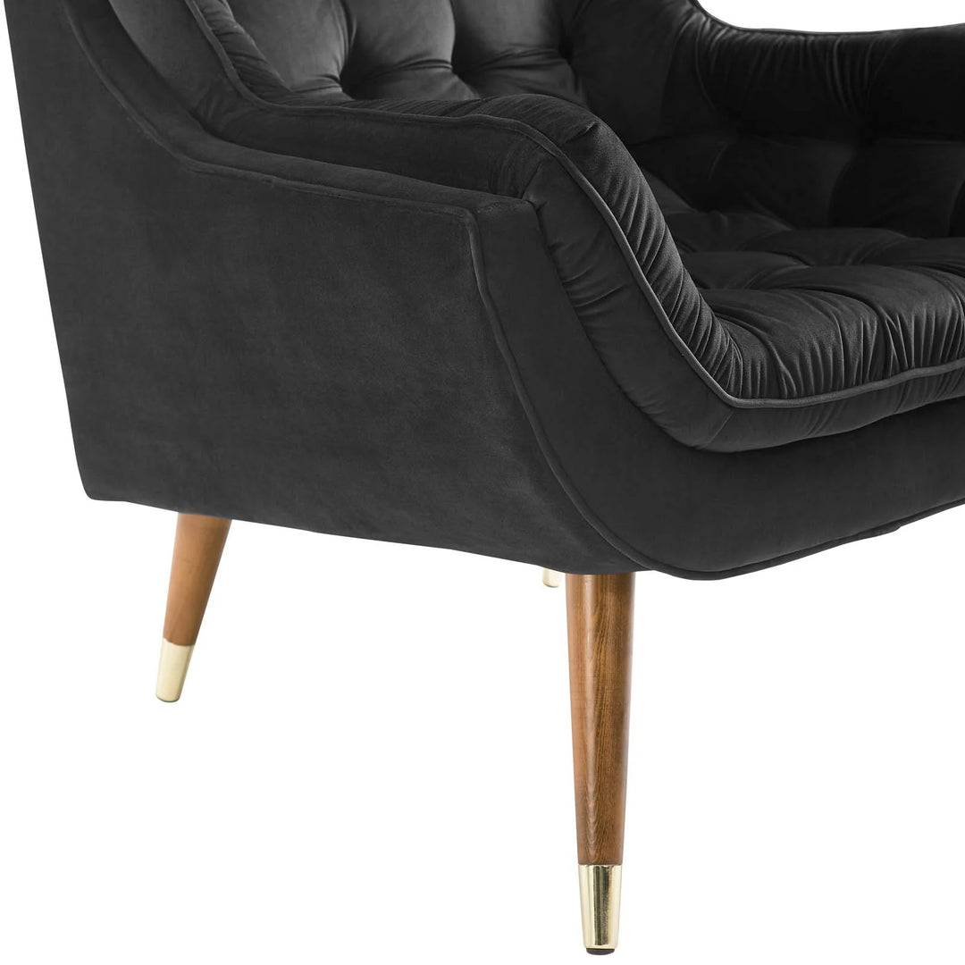 Sutton Velvet Lounge Chair - Black