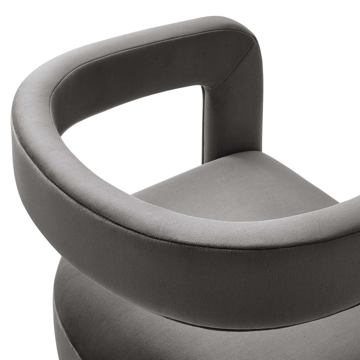 Wendal Barrel Performance Velvet Dining Chair - Storm Gray