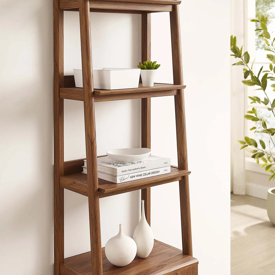 Breni Wood Bookcase in Walnut