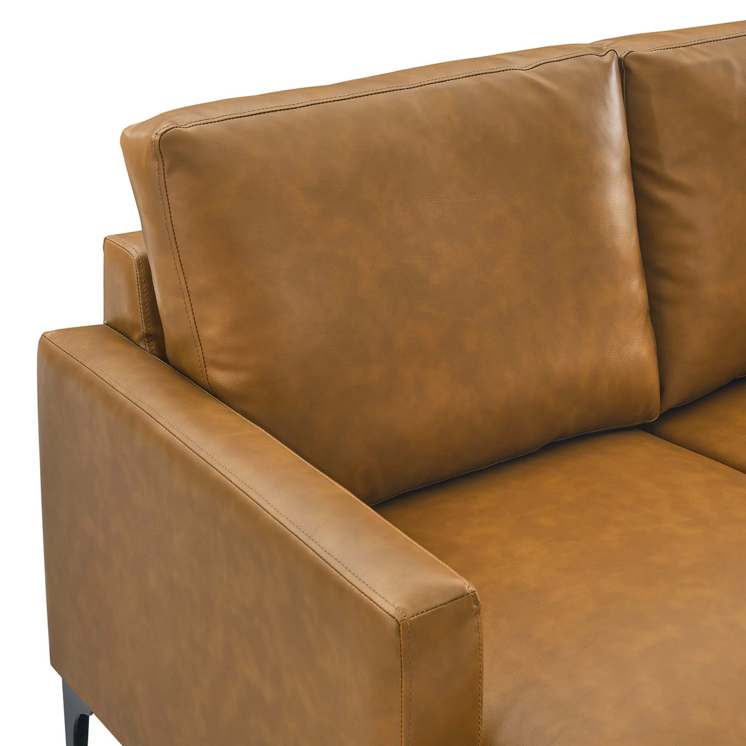 Everleigh Right-Facing Vegan Leather Sectional Sofa in Tan