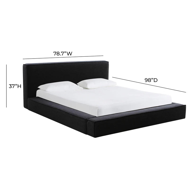 Olex Black Linen King Bed