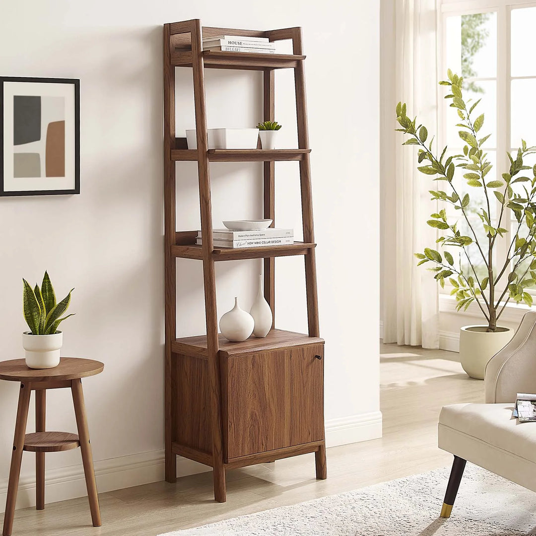 Breni Wood Bookcase in Walnut