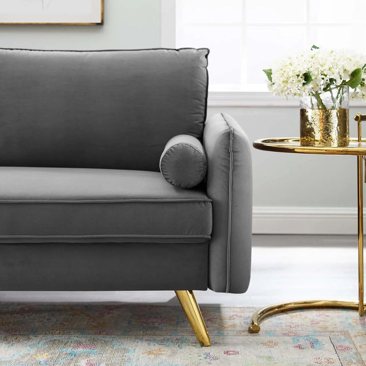 Evie Performance Velvet Sofa - Gray