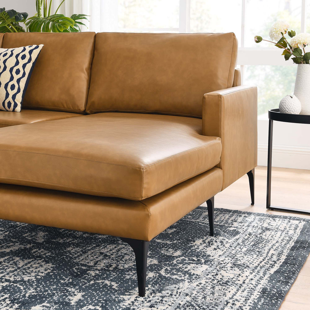 Everleigh Right-Facing Vegan Leather Sectional Sofa in Tan