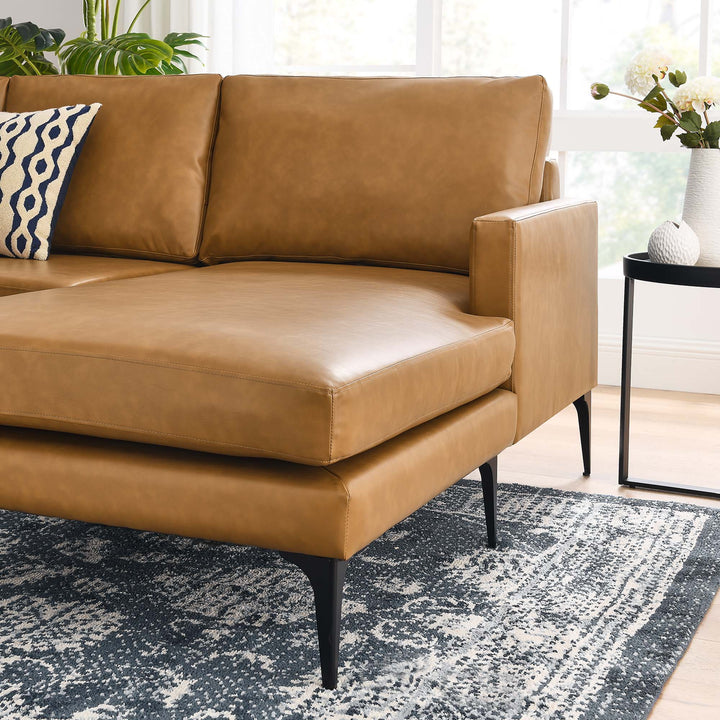 Everleigh Right-Facing Vegan Leather Sectional Sofa in Tan