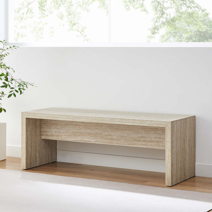 Cerar 53.5” Faux Travertine Bench