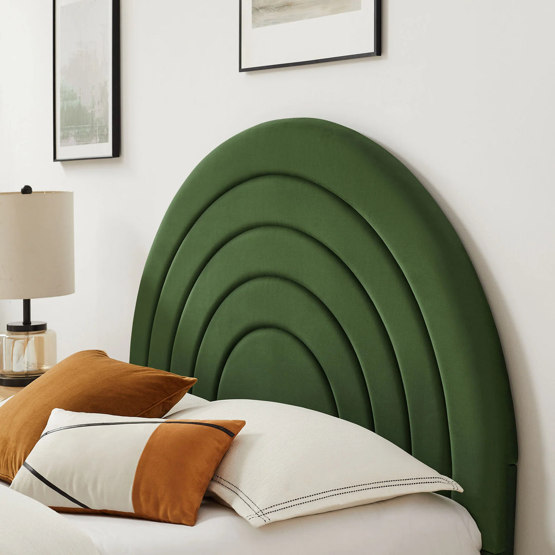 Sola Arched Performance Velvet King Platform Bed - Moss Green