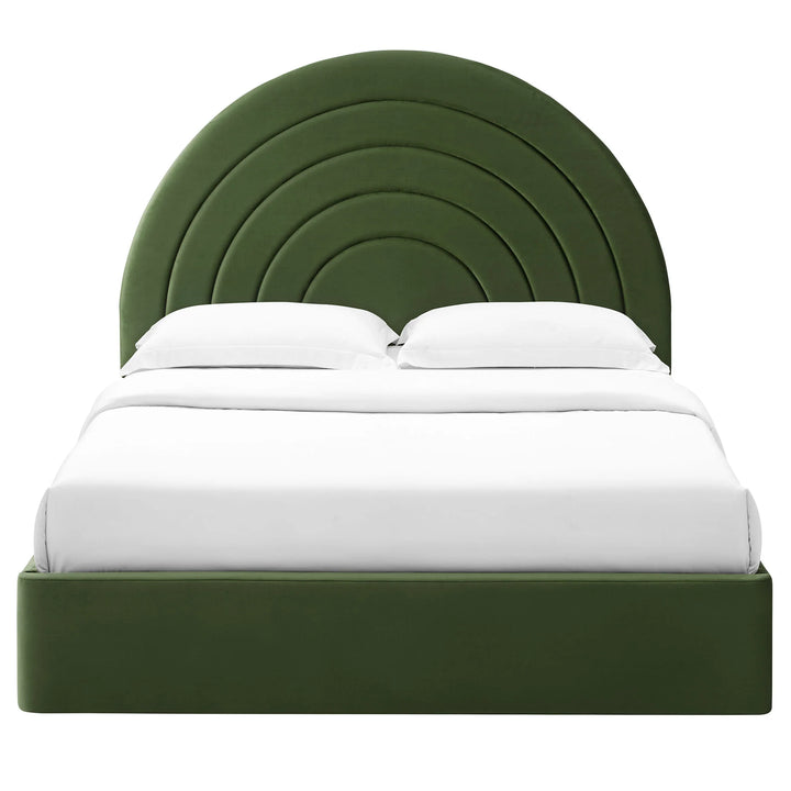 Sola Arched Performance Velvet King Platform Bed - Moss Green