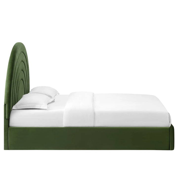 Sola Arched Performance Velvet King Platform Bed - Moss Green