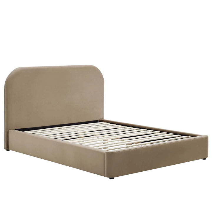 Kai Performance Velvet Curved King Platform Bed - Taupe