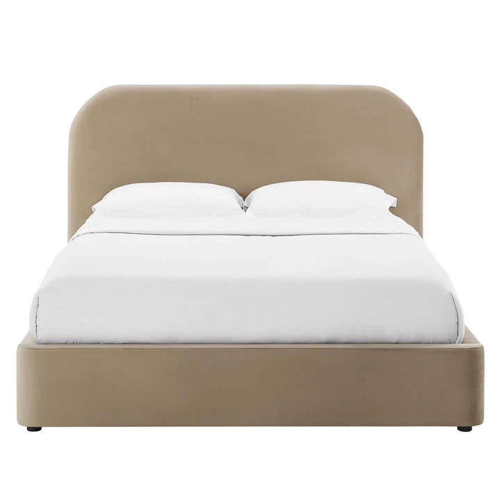 Kai Performance Velvet Curved King Platform Bed