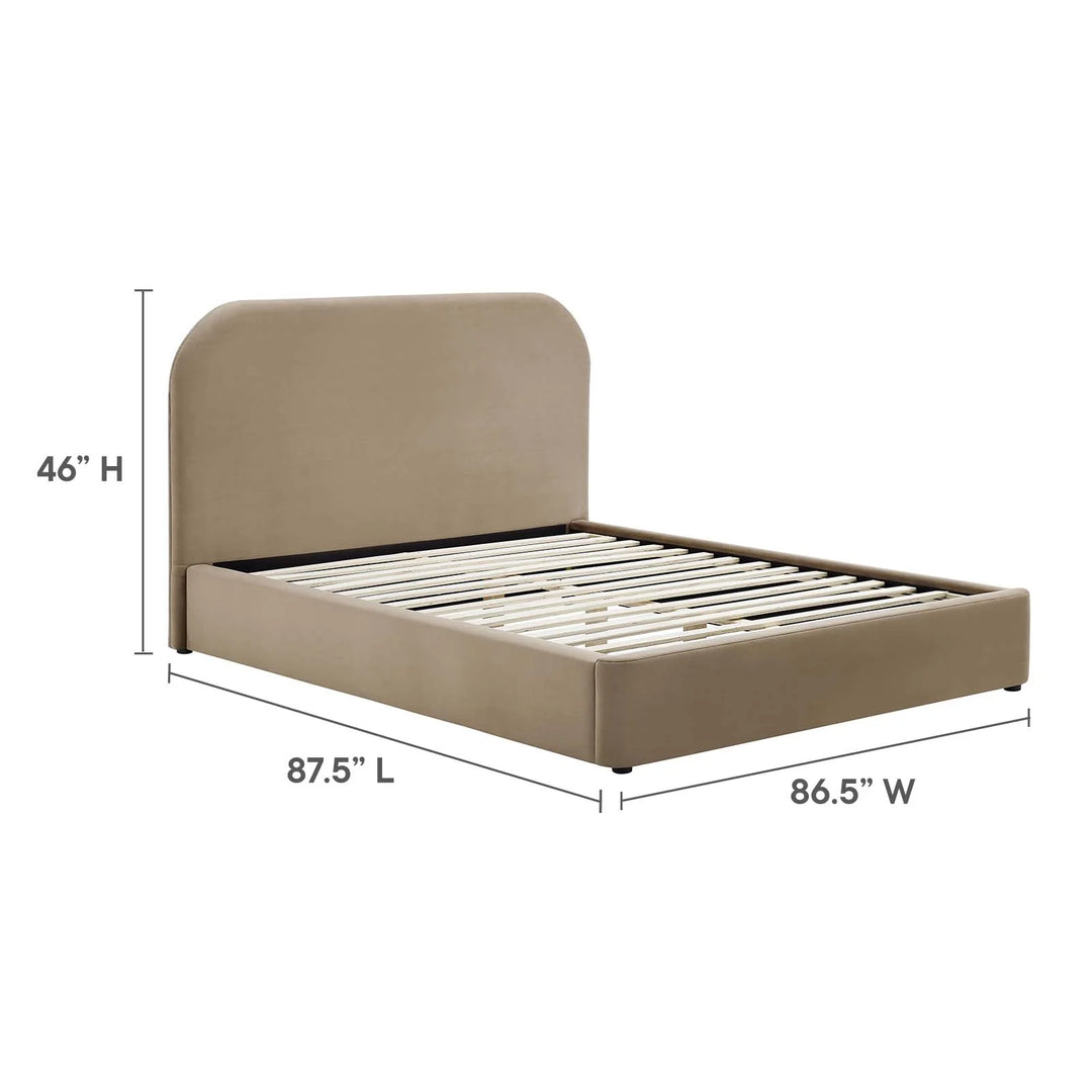 Kai Performance Velvet Curved King Platform Bed