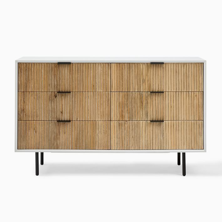 Quinn Wood 6-Drawer Dresser - White/Antique Bronze