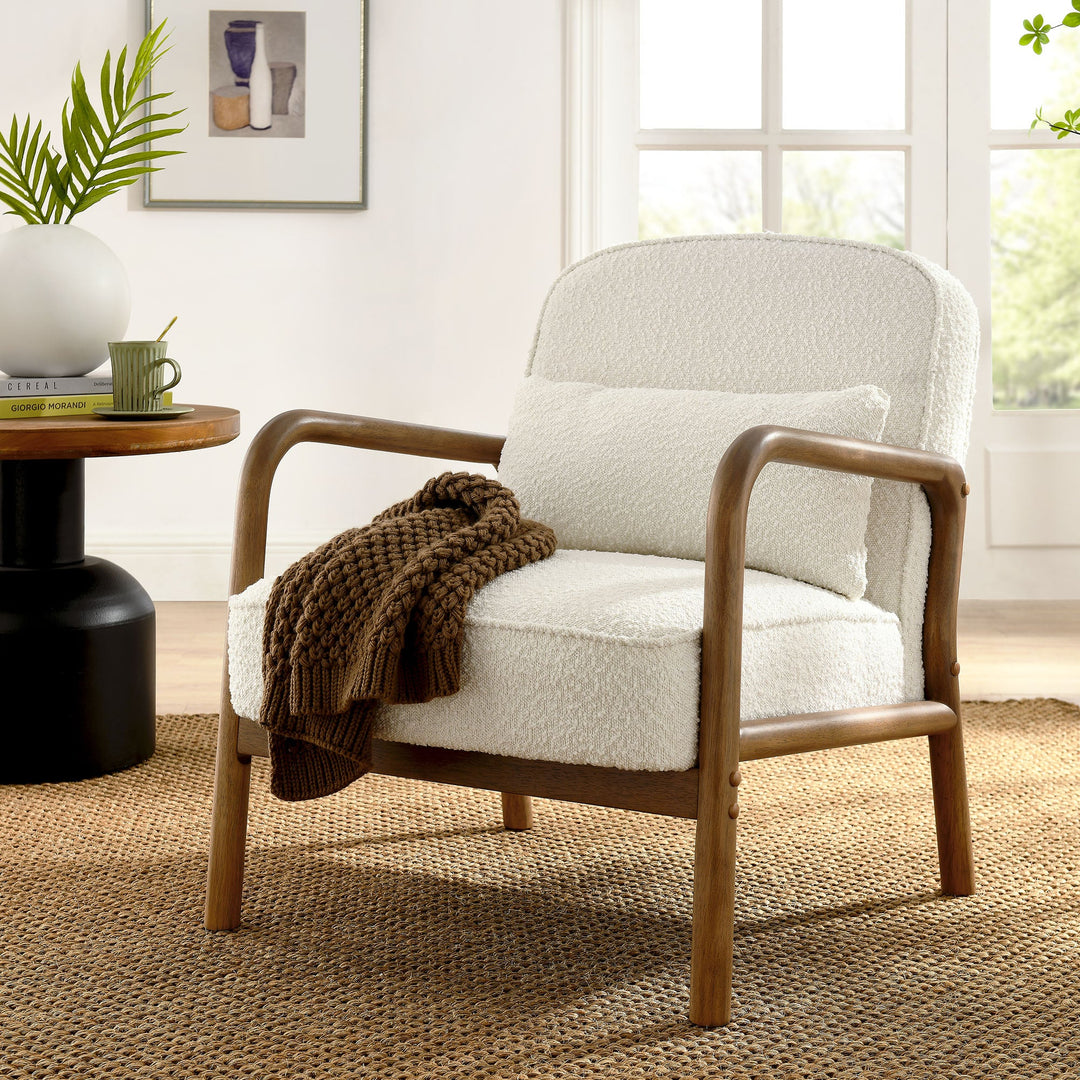 Harlin Boucle Upholstered Armchair - Ivory