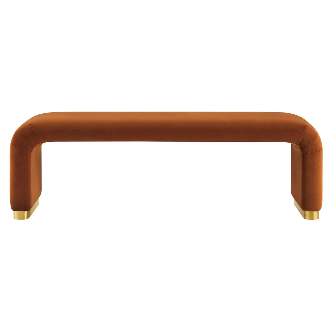 Dell Performance Velvet Waterfall Long Bench - Brass Rust