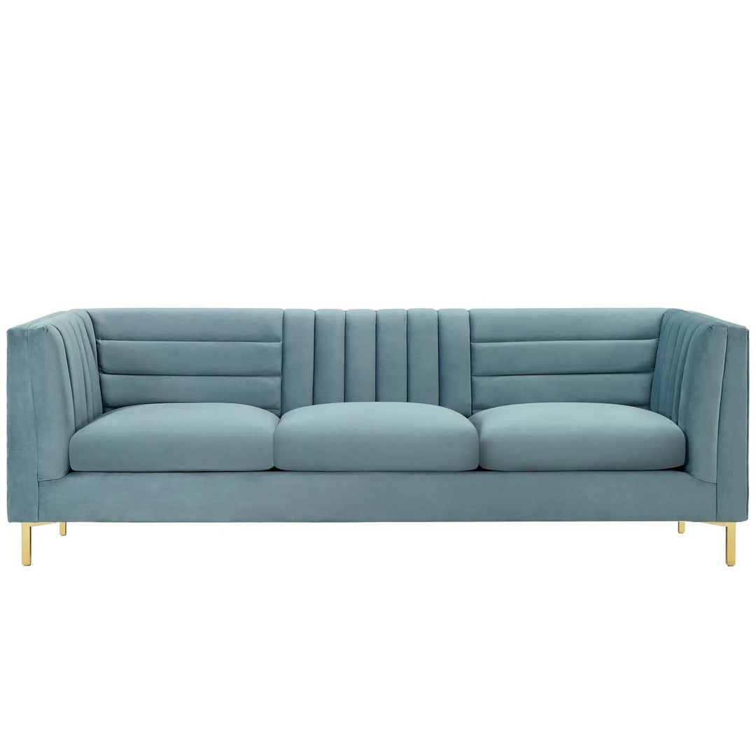 Tingen Channel Tufted Sofa - Light Blue