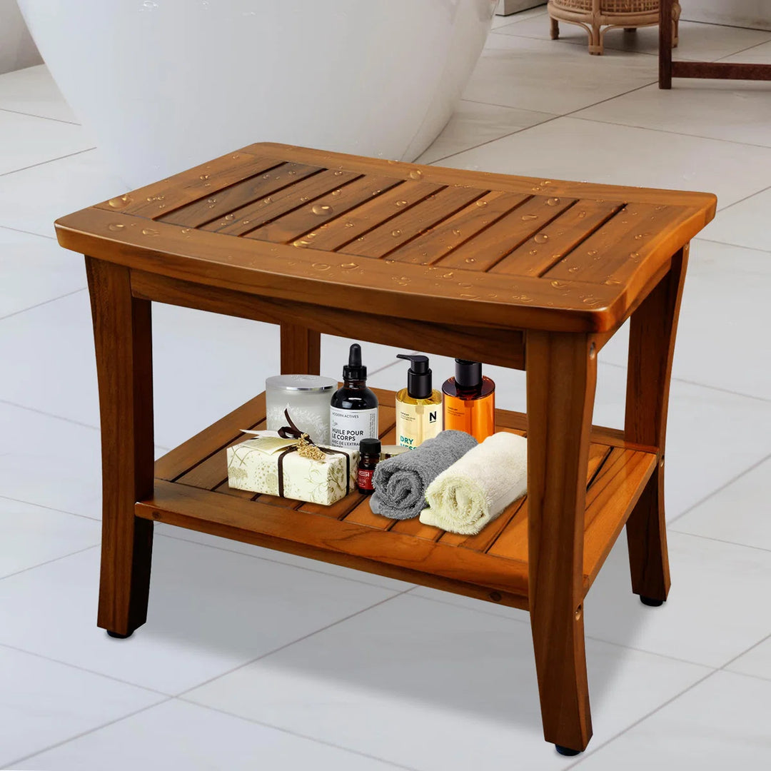 Olina 20.5'' W Waterproof Teak Shower Bench - Assembly Required