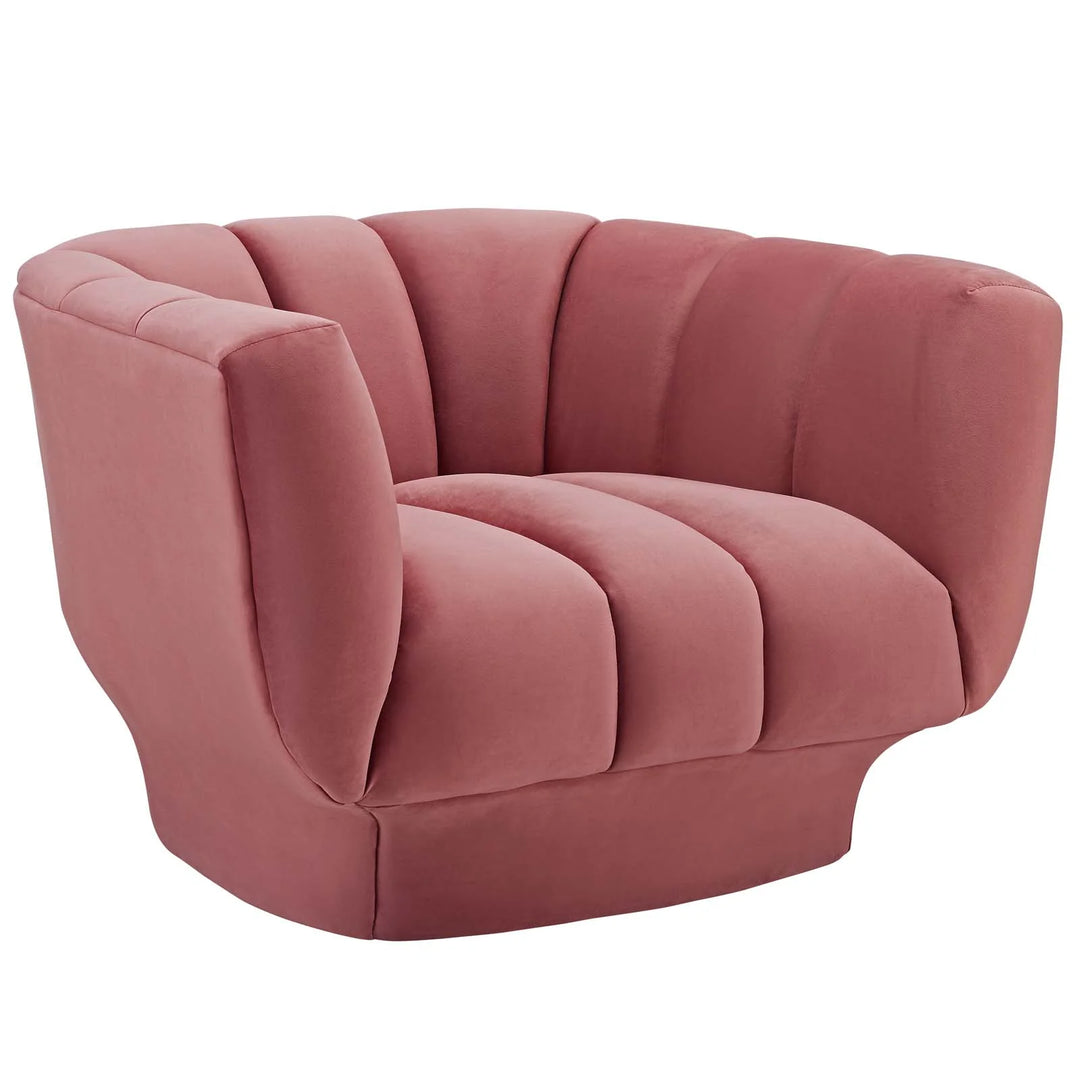 Tainter Tufted Performance Velvet Armchair Dusty Rose