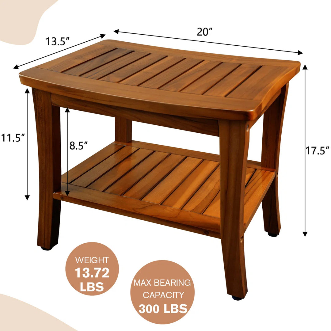 Olina 20.5'' W Waterproof Teak Shower Bench - Assembly Required