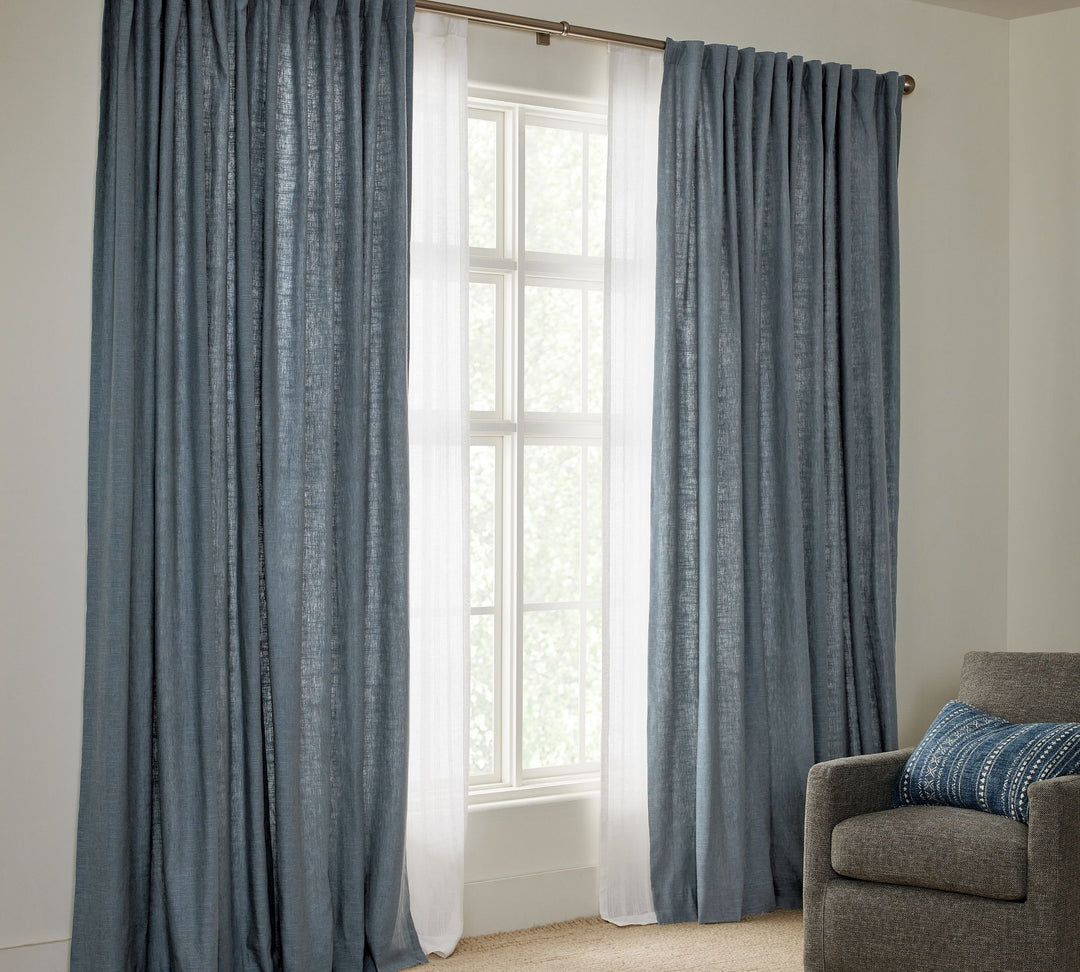 Emery Linen Curtain Mineral Blue 108"