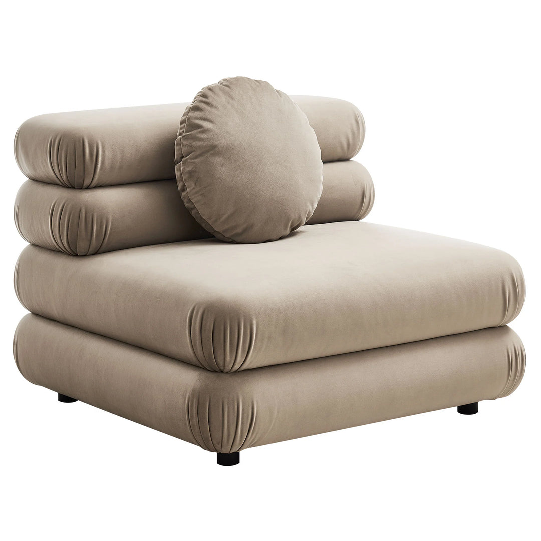 Billee Performance Velvet Armless Chair - Taupe