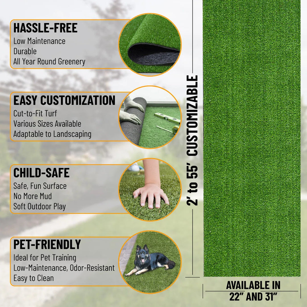 Ottomanson Forest Collection Artificial Turf Flooring, 7''10'''' X 13''1'''', Green