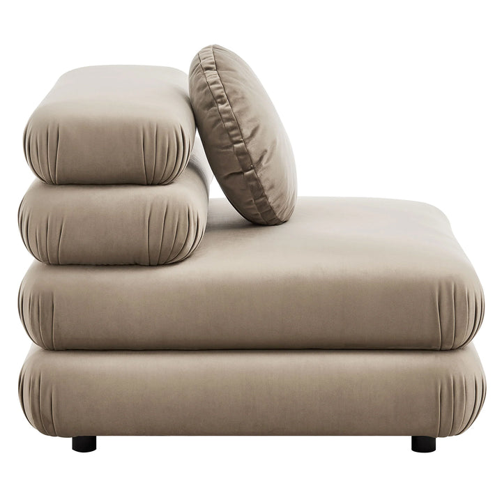 Billee Performance Velvet Armless Chair - Taupe