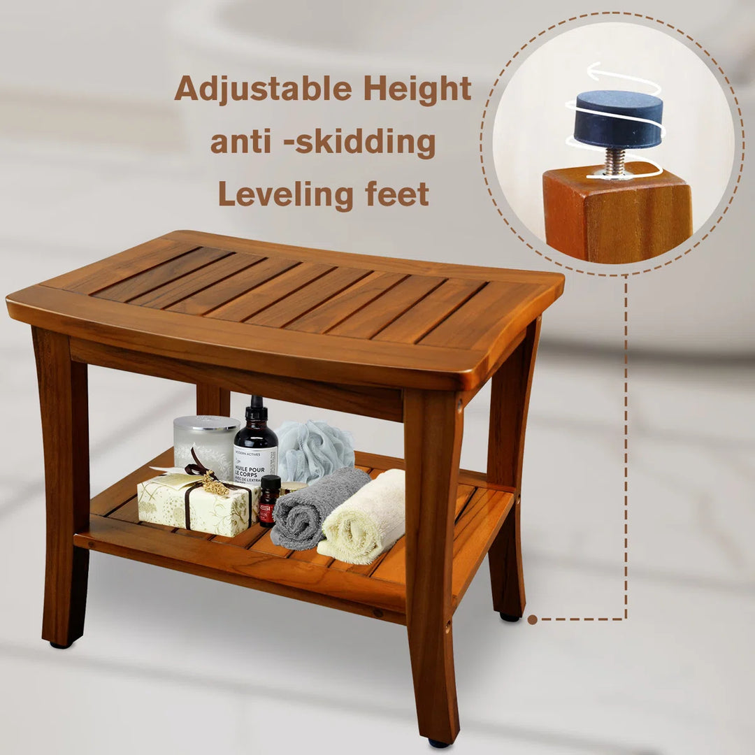 Olina 20.5'' W Waterproof Teak Shower Bench - Assembly Required