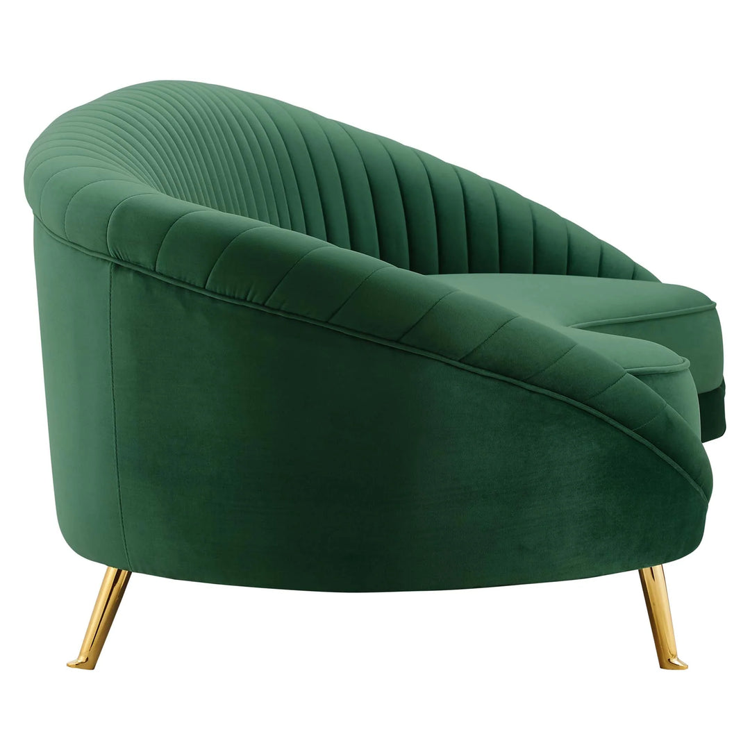 Kimber Channel Tufted Performance Velvet Sofa - Emerald