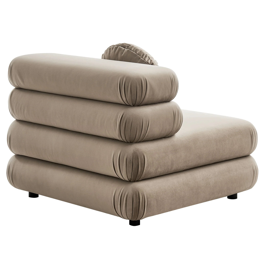 Billee Performance Velvet Armless Chair - Taupe