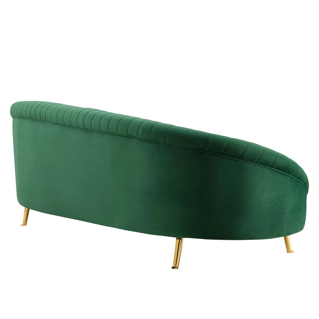 Kimber Channel Tufted Performance Velvet Sofa - Emerald