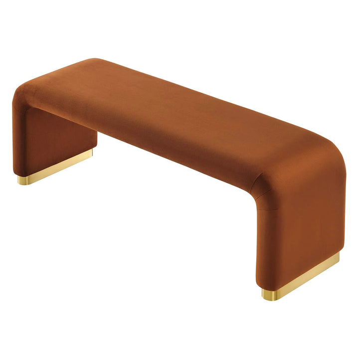 Dell Performance Velvet Waterfall Long Bench - Brass Rust