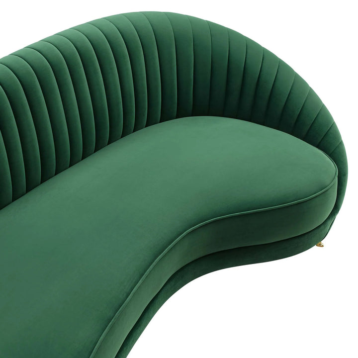 Kimber Channel Tufted Performance Velvet Sofa - Emerald