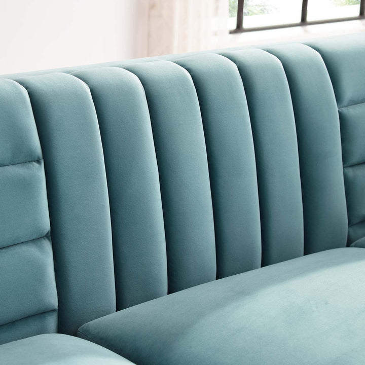 Tingen Channel Tufted Sofa - Light Blue