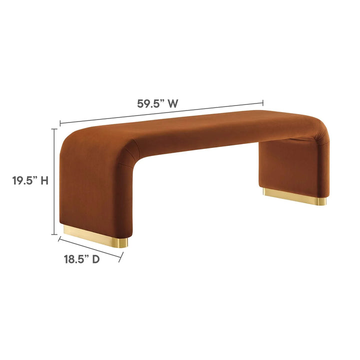 Dell Performance Velvet Waterfall Long Bench - Brass Rust