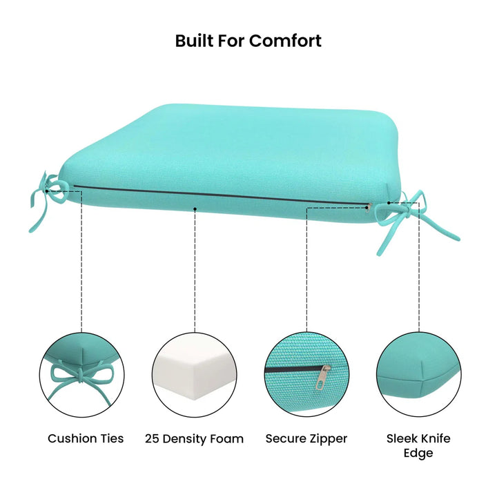 Sunbrella Square Dining Chair Cushions (Set of 1), 3" Foam Replacement Cushion